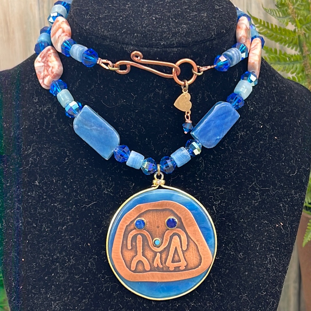 Adorned Crown Artisan Assemblage Agate Copper Family Pendant Jasper Necklace